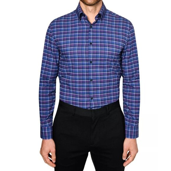 NWOT W.R.K Size 16 OMBRE 4 Way Stretch CHECK PERFORMANCE DRESS SHIRT MSRP $98 - Picture 1 of 14
